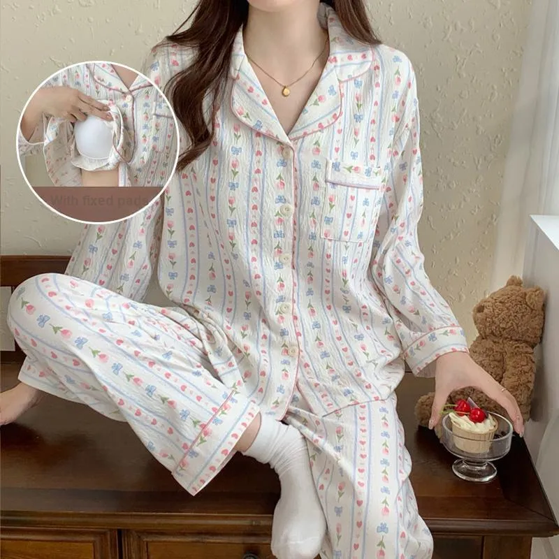 CAIHENGTONG Pajama Set Women's Heart Floral-1