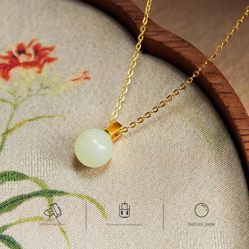Royal Heaven's Choice Hetian Jade Necklaces Pale Greenish White Jade Unisex-1