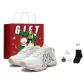 White Brown (Floral Gift Bag+Socks)