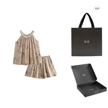 Same Language Pajama Gift Box Women's Fall Leaf Brown