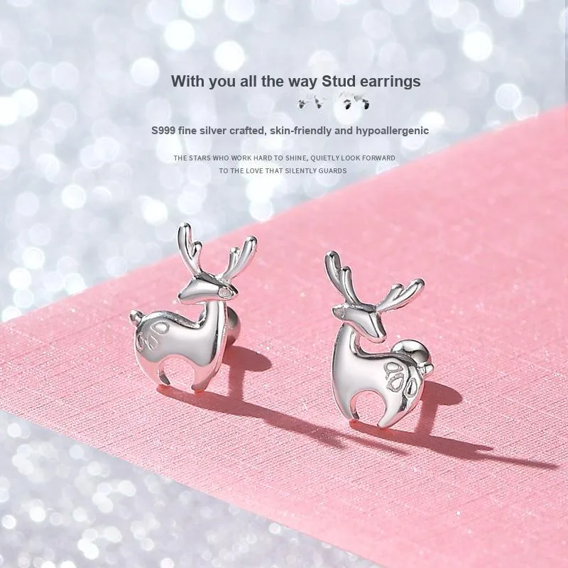 QUIET LOVE Sterling Silver Stud Earrings Women's-3