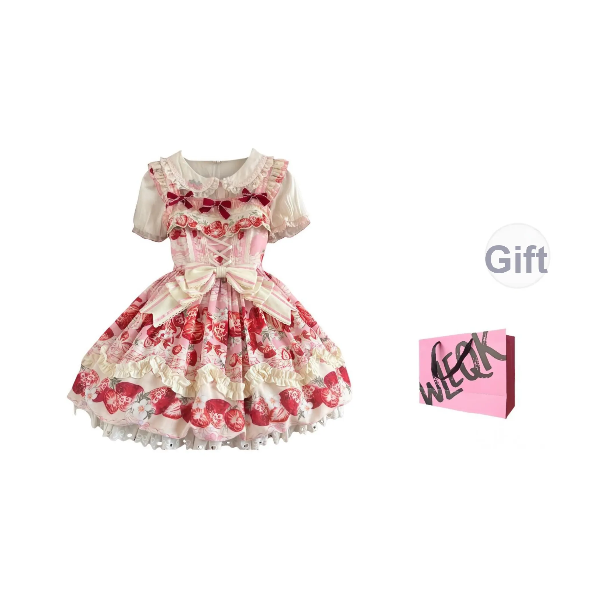 CTRTRC Клубничный Цветочный Лист Jsk+KC Женские Лолита Платья