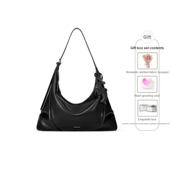 JUST STAR Artificial Leather Handheld Shoulder Bag Medium Size Women's Black White Brown