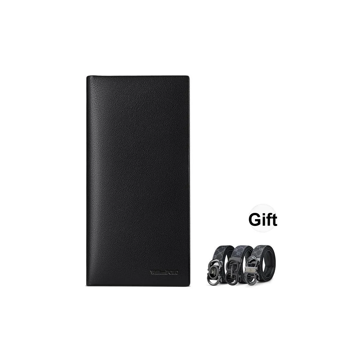 WilliamPOLO Top Коровья кожа Длинный кошелек Стандартный Мужской Черный