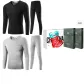 Crew Neck 2-Piece Underwear Set (Black+Light Gray) Thickened and Fleece-Lined/Premium Gift Box Set