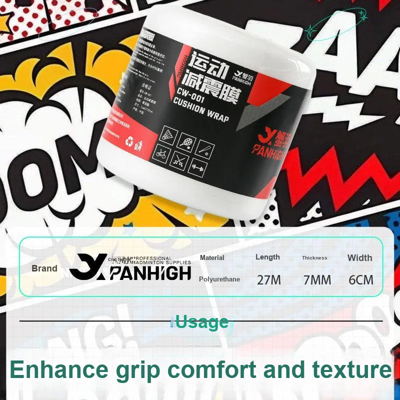 PANHIGH Badminton Equipment White Complexion Polyurethane Grip Handle Bottom Rubber Wrapped Strap Unisex 27M-13