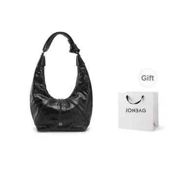 JONBAG Synthetic Leather Crossbody Bag, Shoulder Bag Women's Black/Polished Brown