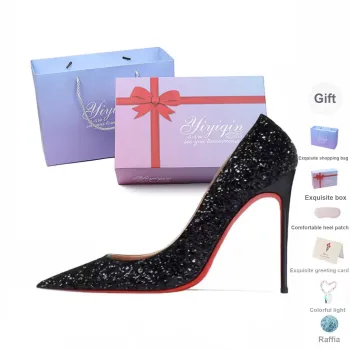 Take The Qin Slim Heel High Heels Women's Black Gift Box Set