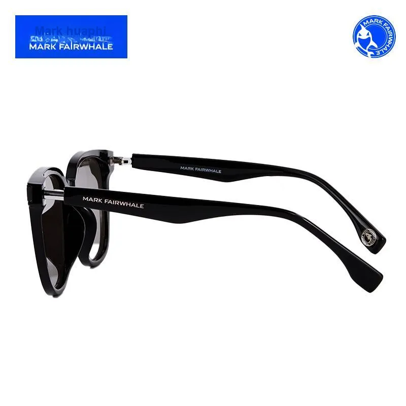 FAIRWHALE TR90 Plate Frame Round Sunglasses Unisex Black/Jasper Frame-2