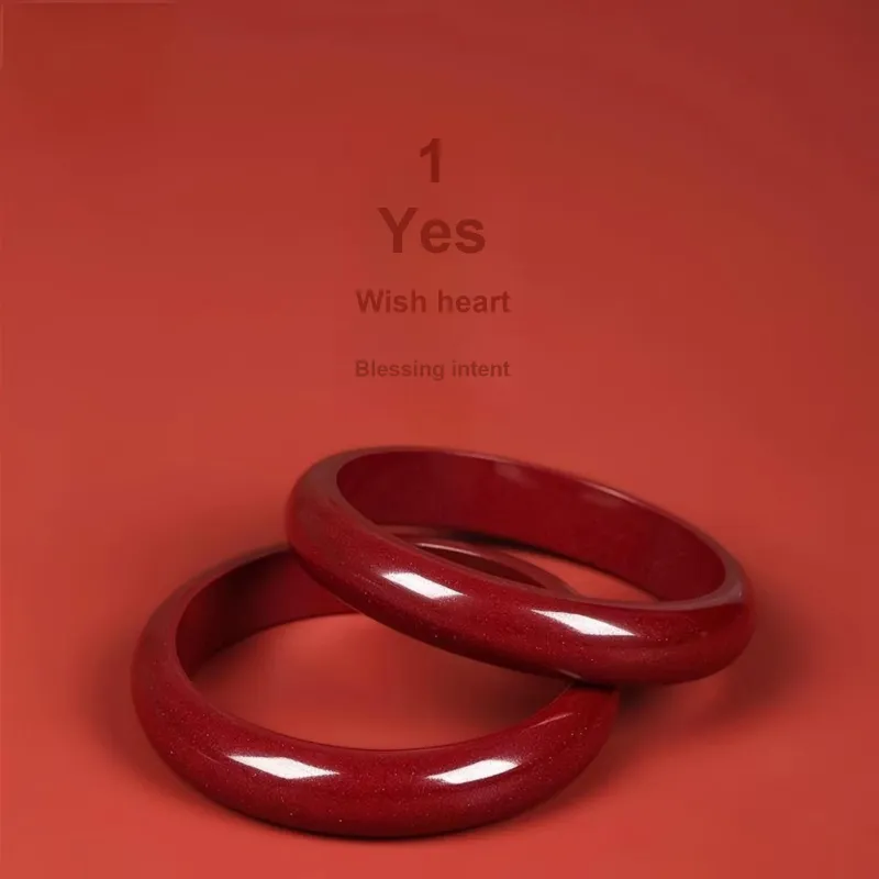 Artisan Lock Heart Jade Reconstructed Cinnabar Bangles Unisex-2