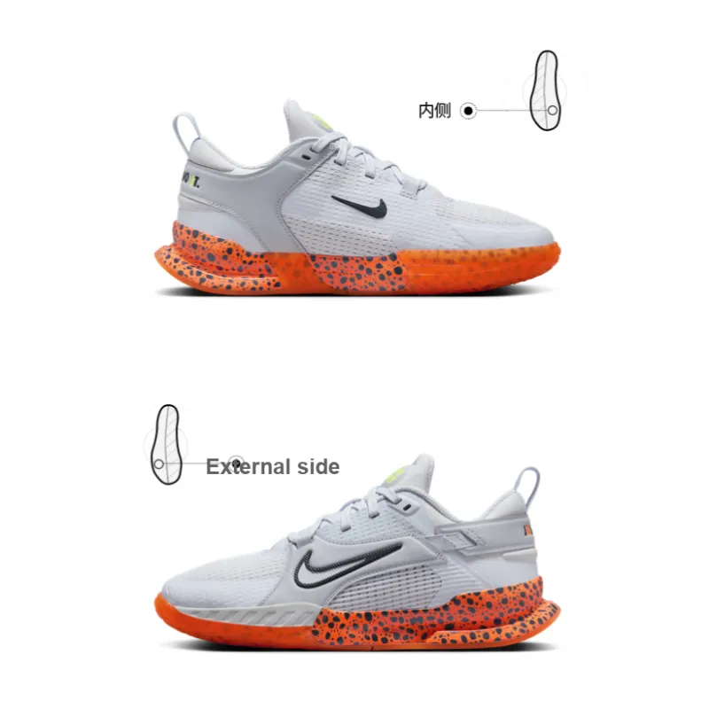 Nike Crosscourt Series Slip Resistant, Abrasion Resistant, Breathable Low Top Basketball Shoes Gray Orange Unisex-2
