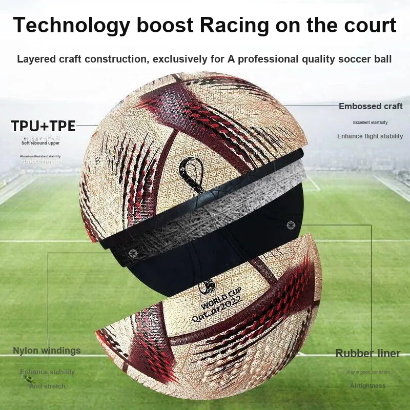 FEIERDUN Size 4/5 Soccer PU Seamless Thermal bonding Unisex Brown-3