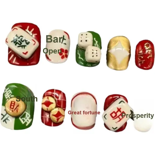 YIYIHE Мультяшный Многоцветный Маджонг Кожа Flattering HAND DRAWN Короткий LADDER Многоцветный Однотонный Однотонный 15mm