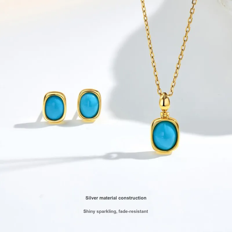 ME LUXE Turquoise Stud Earrings, Elegant And Refined Brightening Earrings Women's-2