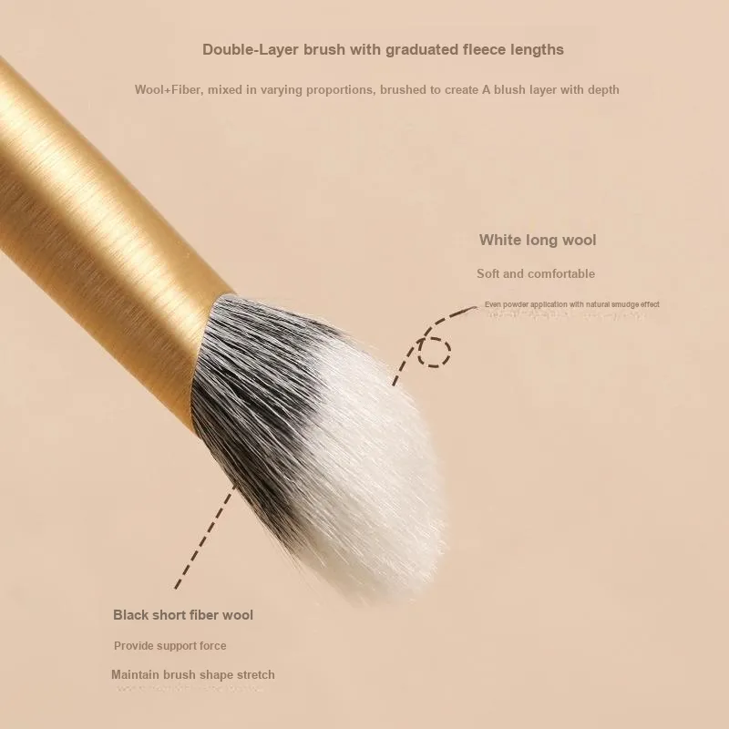 XIBI Bamboo Wood Z50 Slope Stippling Brush Blush Brush With Soft Portable Design For Beginners Made Of Wool-4
