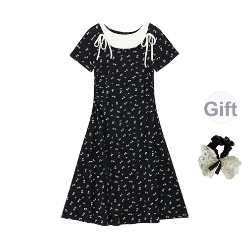 / Short Sleeved Leatheres Women's Black+Hair Tie Comes With
