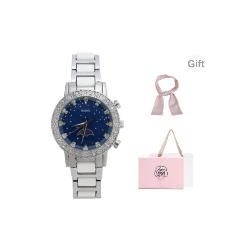 NANGL Кварцевый механизм стальной ремешок женские часы синий циферблат