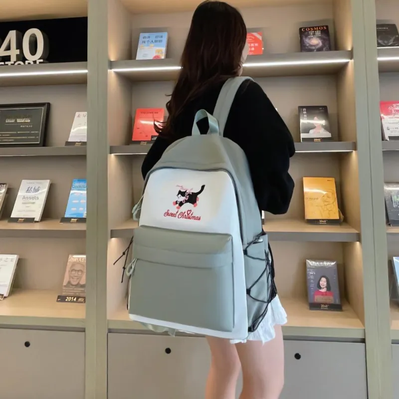 AIBAG Canvas Backpack Unisex White/Grey/Black/Orange-12