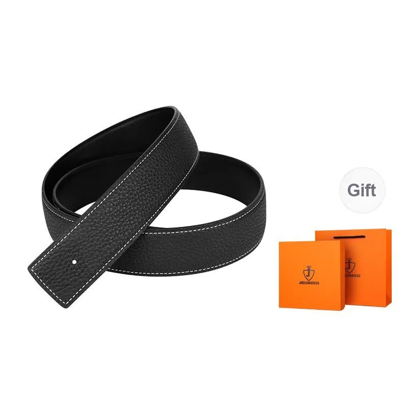 Jaylen Oos Headless H Buckle Smooth Buckle Unique Design Double Sided Top Grain Cow Leather Leather Belts Men's-16