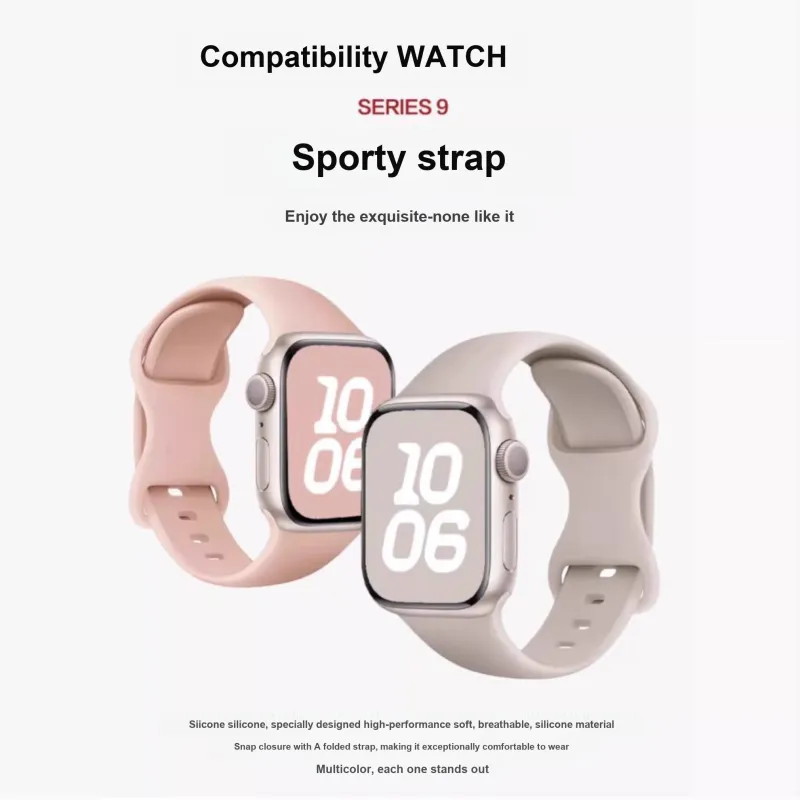 DiaYzlo Compatibility IwatchS10/S9/S8/S7/ultra/SE Apple Compatibility Watch Band Silicone Material-7