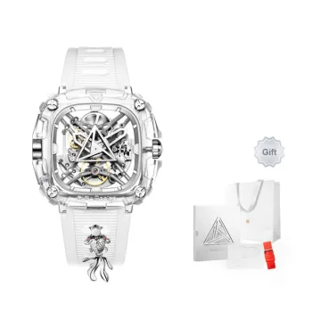 CIGA Design Koi Fish Color Strap Automatic Mechanical Movement Silicone Strap Watch Unisex Cut Out Dial