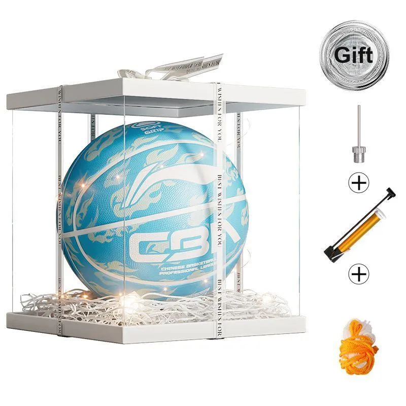 LiNing CBA Collection Rubber Basketball Dark Blue/Light Blue Size 5 Glow In The Dark Unisex-5