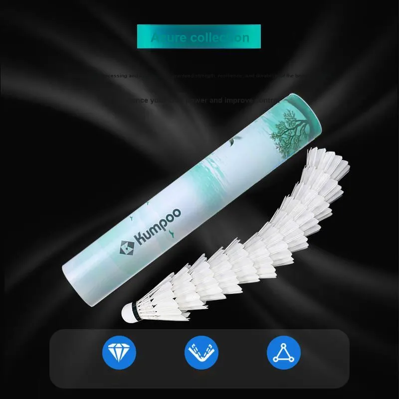 KUMPOO Azure Goose Feather Shuttlecock 12 Pack Goose Feather All Round Goose Feather Indoor Training Shuttlecocks-2