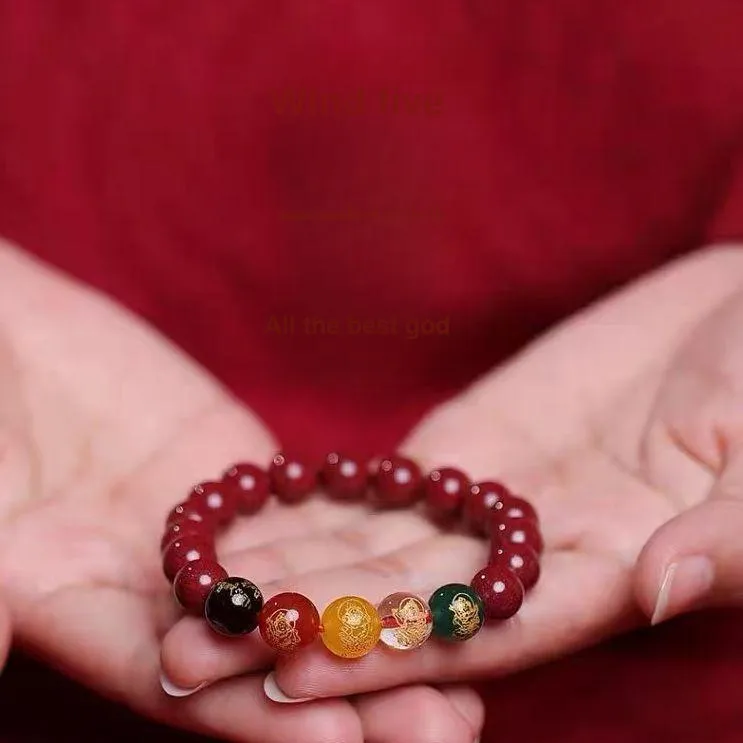 Seven Little Craftsmen Reconstructed Cinnabar Jade Bracelets Unisex Reconstructed Cinnabar-2