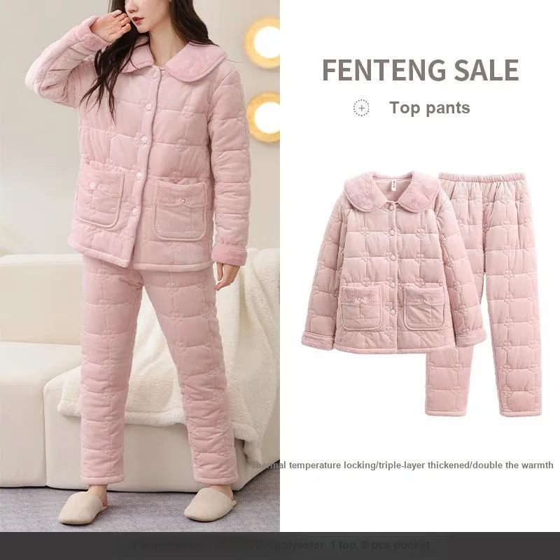 FENTENG Pajama Set Women's Pastel Pink-4