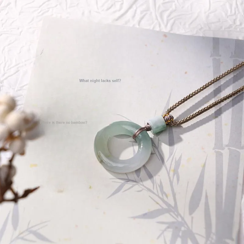 Clear Snow Glutinous Jade Jadeite Necklaces Unisex-5