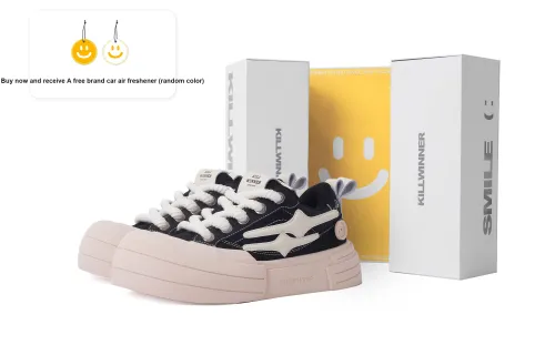 KILLWINNER 'Smile Life' Collection Anti Slip Wear Resistant Low Top Skateboard Shoes Unisex Black