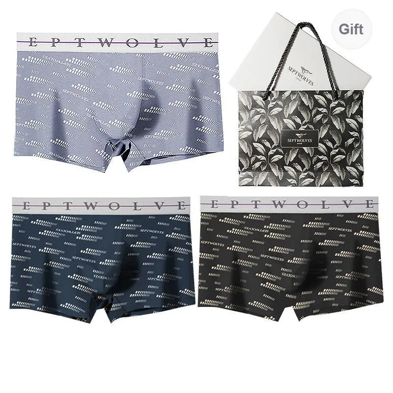 SEPTWOLVES Underwear Gift Box Men's 3 Pack Gift Box Set+Shopping Bag-32