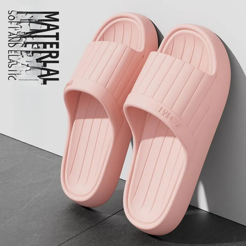 Foot Recreation Minimalist Style Vertical Stripes Letter Comfortable Quiet Slip Resistant Slippers Home Slippers Unisex-3