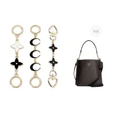 Coach Mollie Gold-Tone Black Moon Round Buckle 16cm+Gold-Tone Four-Leaf Clover Heart Buckle 17cm+Gold-Tone Black White Four-Leaf Clover Round Buckle 14cm