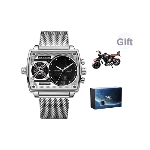 FEIKE Future Time Collection Кварцевый механизм Стальной ремешок Мужские часы Серебристый циферблат