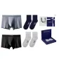 80S Modal Seamless 2.0[Black+Gray]+[2 Pack 100% cotton Socks]Gift Box Set