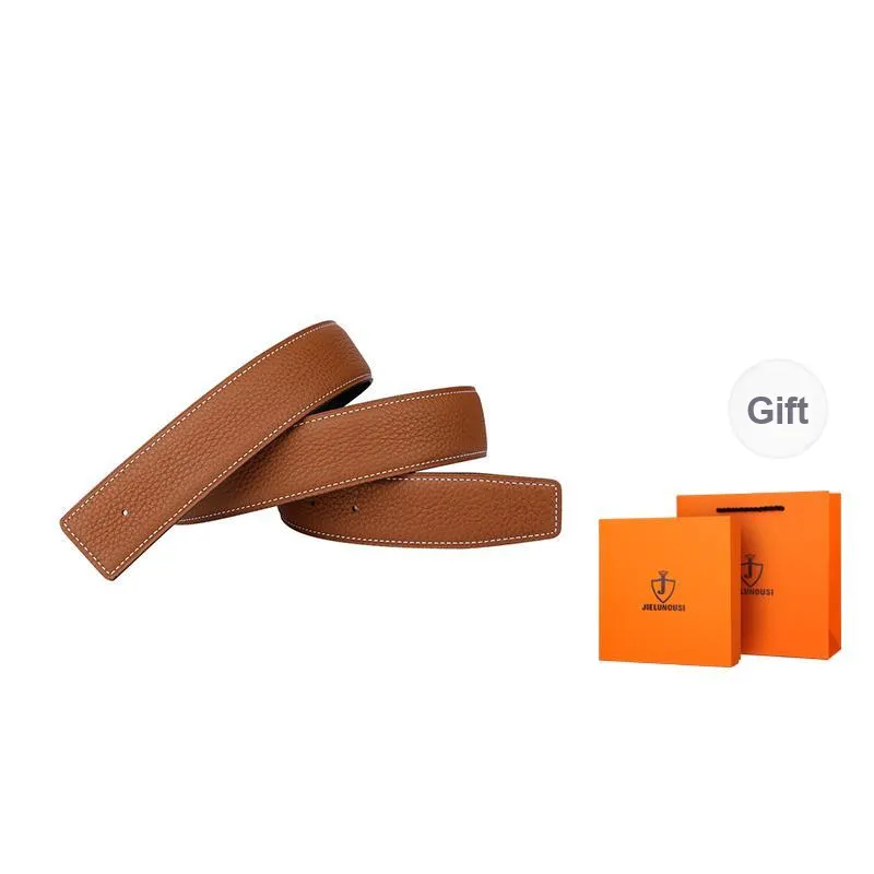 Jaylen Oos Headless H Buckle Smooth Buckle Unique Design Double Sided Top Grain Cow Leather Leather Belts Men's-42