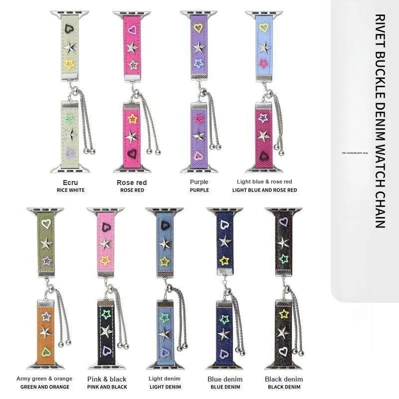 CHRROTA Watch Band Compatible With All Devices 49mm Denim Fabric-1