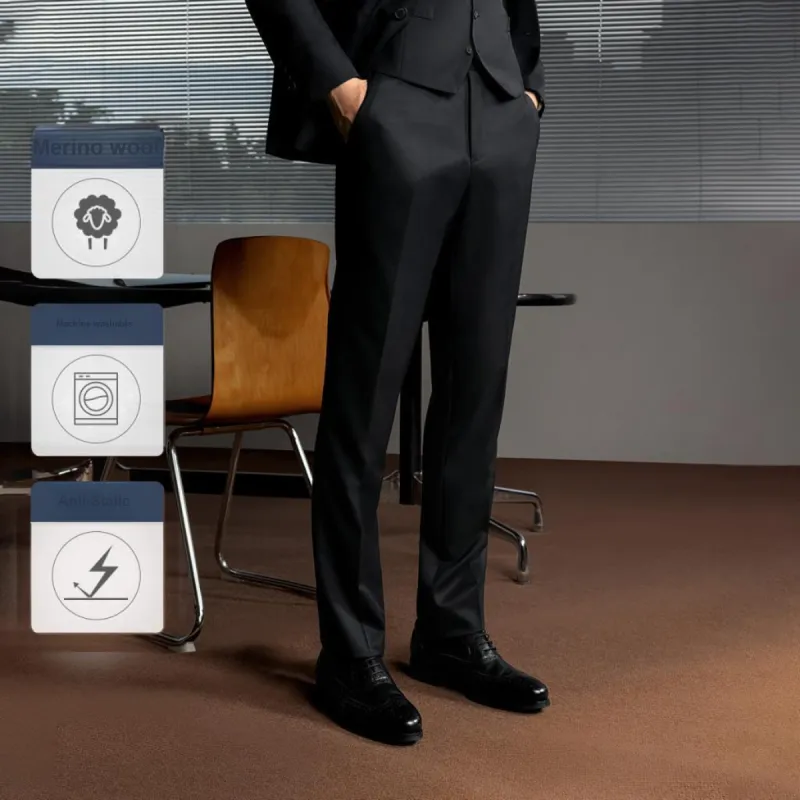 GOLDLION Spring Summer Suit Trouser Slim Fit Men's Black/Navy Blue-10