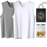 Crew Neck 2 Pack (White+Heather Gray) 2 Pcs, Easy to Wash!