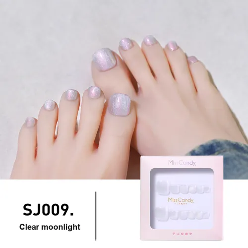 Miss Candy Ручная работа Ноги False Nail Короткий Квадратный и Круглый Серебристо-белый Однотонный Сияющий