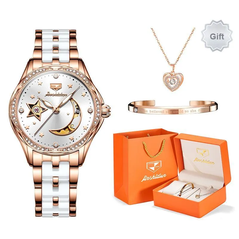 Sandals & Flip Flops Box Mechanical Movement Ceramic Strap Watch Women's Watch White Dial