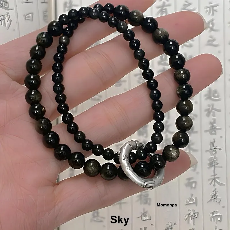 Strange Snow Natural Obsidian Bracelets Women's-3