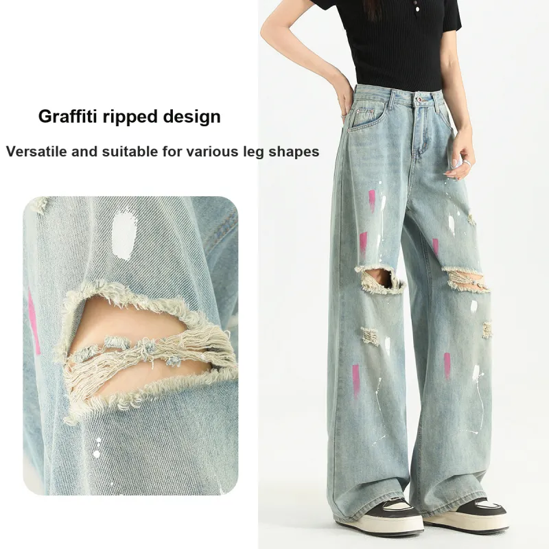 FAWENXIANGZI Jeans Women's Light Blue-7
