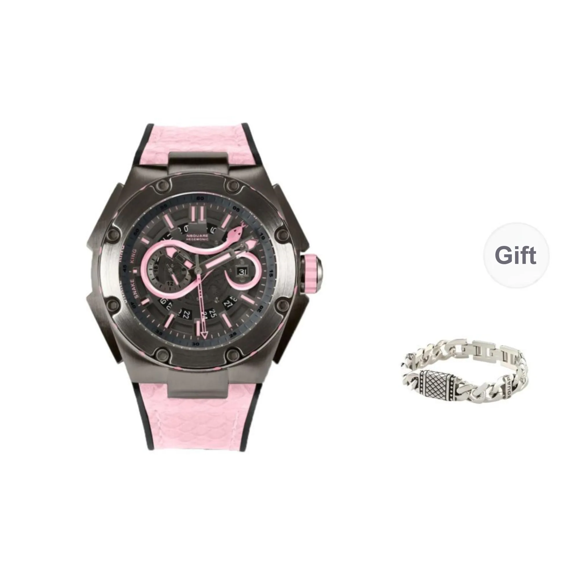 NSQUARE Automatic Mechanical Movement Watch Unisex Pink Watch Dial