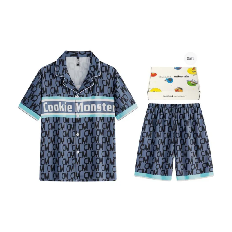 Gongdie x SESAME STREET Pajama Set Unisex Blue Gift Box Set-2
