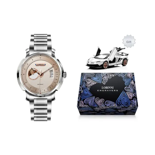 LOBINNI L Мужские часы Автоматический механический механизм Нержавеющая сталь Ремешок Часы Мужские часы Кофе Циферблат часов