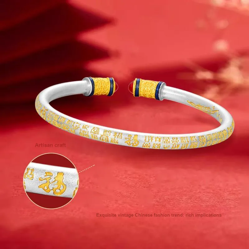 JINLIUFUJIXIANG Pure Silver 999.9 Bangles Unisex-4