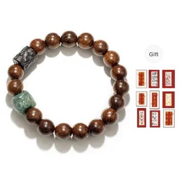 JINGCHENGGOU Golden Sandalwood Wooden Bracelets Unisex
