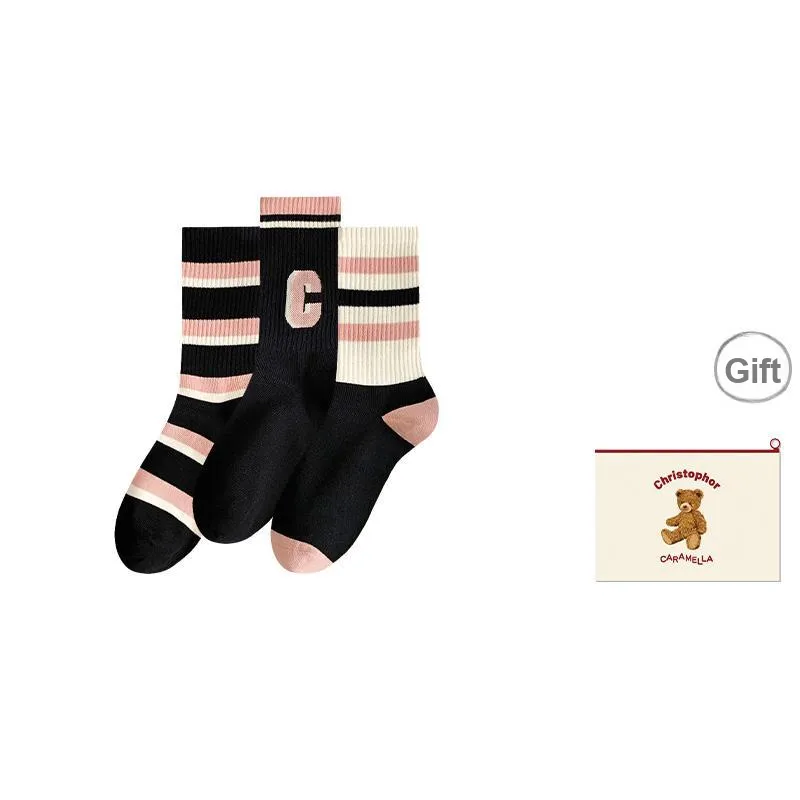 Caramella Mid Calf Socks Women's Shopping Bag Combo Set-19